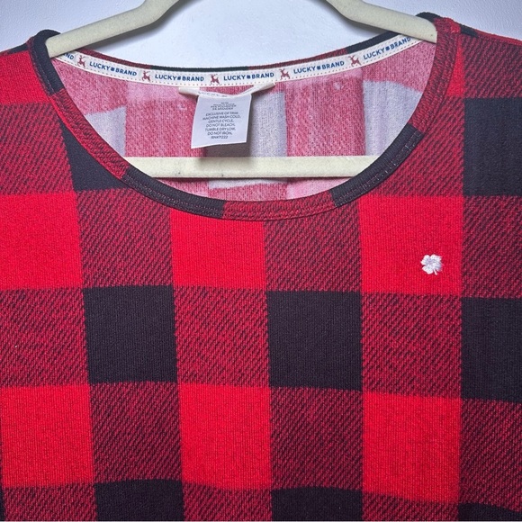 Lucky Brand Red and Black Buffalo Plaid 2-piece Pajama set Medium Lounge NWOT - Picture 3 of 10